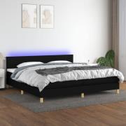 vidaXL Ramsäng med madrass & LED svart 200x200 cm tyg