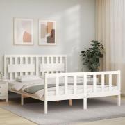 vidaXL Sängram utan madrass vit 160x200 cm massiv furu