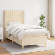 vidaXL Ramsäng med madrass gräddvit 90x200 cm tyg