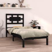 vidaXL Sängram svart massiv furu 75x190 cm