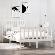 vidaXL Sängram vit massivt trä 120x190 cm