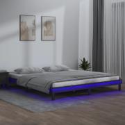 vidaXL Sängram LED grå 120x200 cm massivt trä