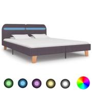 vidaXL Sängram med LEDs utan madrass taupe tyg 160x200 cm