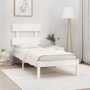 vidaXL Sängram vit massivt trä 90x190 cm