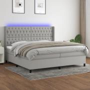 vidaXL Ramsäng med madrass & LED ljusgrå 200x200 cm tyg