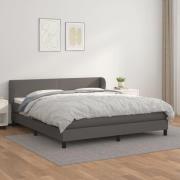 vidaXL Ramsäng med madrass grå 160x200 cm konstläder