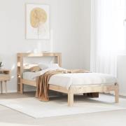 vidaXL Sängram med huvudgavel 75x190 cm massivt furu