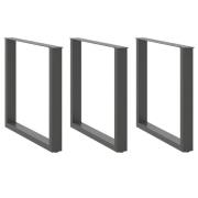 vidaXL Matbordsben U-formade 3 st antracit 90x(72-73) cm stål