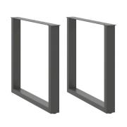 vidaXL Matbordsben U-formade 2 st antracit 90x(72-73) cm stål