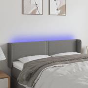 vidaXL Sänggavel LED mörkgrå 147x16x78/88 cm tyg