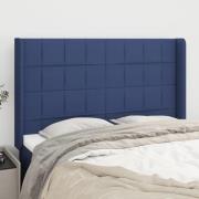 vidaXL Sänggavel med kanter blå 147x16x118/128 cm tyg