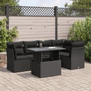 vidaXL Loungegrupp med dynor 6 delar svart konstrotting