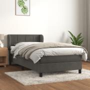 vidaXL Ramsäng med madrass mörkgrå 100x200 cm sammet
