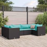 vidaXL Loungegrupp med dynor 6 delar svart konstrotting