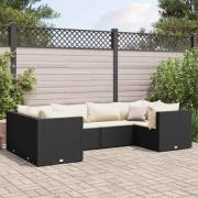 vidaXL Loungegrupp med dynor 6 delar svart konstrotting