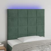 vidaXL Sänggavel LED mörkgrön 80x5x118/128 cm sammet