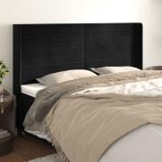 vidaXL Sänggavel med kanter svart 203x16x118/128 cm sammet