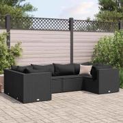 vidaXL Loungegrupp med dynor 6 delar svart konstrotting