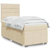 vidaXL Ramsäng med madrass gräddvit 90x190 cm tyg