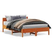 vidaXL Sängram utan madrass vaxbrun 150x200 cm massiv furu