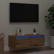 vidaXL Tv-bänk med LED-belysning artisan ek 75x35,5x25 cm