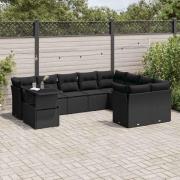 vidaXL Loungegrupp 10 delar med svarta dynor konstrotting