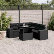 vidaXL Loungegrupp med dynor 6 delar svart konstrotting