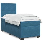 vidaXL Ramsäng med madrass blå 80x200 cm sammet
