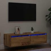 vidaXL Tv-bänk med LED-belysning åldrat trä 100X35,5x25 cm