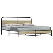 vidaXL Sängram utan madrass metall sonoma-ek 200x200 cm