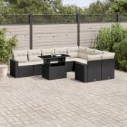 vidaXL Loungegrupp 10 delar med svarta dynor konstrotting