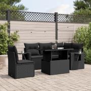 vidaXL Loungegrupp med dynor 6 delar svart konstrotting