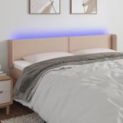 vidaXL Sänggavel LED cappuccino 203x16x78/88 cm konstläder