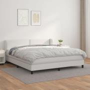 vidaXL Ramsäng med madrass vit 180x200 cm konstläder