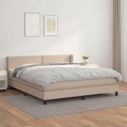 vidaXL Ramsäng med bäddmadrass cappuccino 180x200 cm konstläder