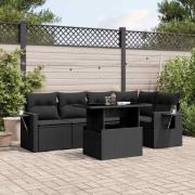 vidaXL Loungegrupp med dynor 6 delar svart konstrotting