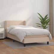 vidaXL Ramsäng med bäddmadrass cappuccino 90x200 cm konstläder