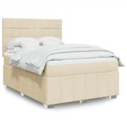 vidaXL Ramsäng med madrass gräddvit 160x200 cm tyg