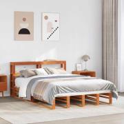 vidaXL Sängram utan madrass vaxbrun 135x190 cm massiv furu