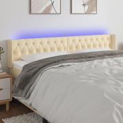 vidaXL Sänggavel LED gräddvit 183x16x78/88 cm tyg