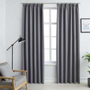 vidaXL Mörkläggningsgardiner med krokar 2 st grå 140x245 cm
