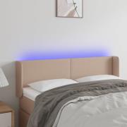 vidaXL Sänggavel LED cappuccino 147x16x78/88 cm konstläder