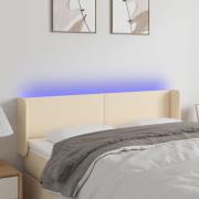 vidaXL Sänggavel LED gräddvit 147x16x78/88 cm tyg