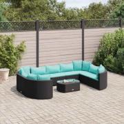 vidaXL Loungegrupp 10 delar med svarta dynor konstrotting