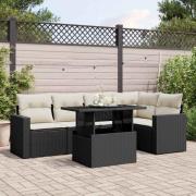 vidaXL Loungegrupp med dynor 6 delar svart konstrotting