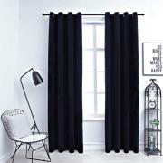 vidaXL Mörkläggningsgardiner med ringar 2 st svart sammet 140x175 cm