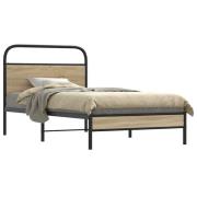 vidaXL Sängram utan madrass rökfärgad ek 107x203 cm konstruerad trä