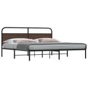 vidaXL Sängram utan madrass metall brun ek 200x200 cm