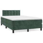 vidaXL Ramsäng med madrass & LED mörkgrön 120x190 cm sammet