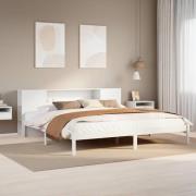 vidaXL Säng med bokhylla utan madrass vit 200x200cm massiv furu